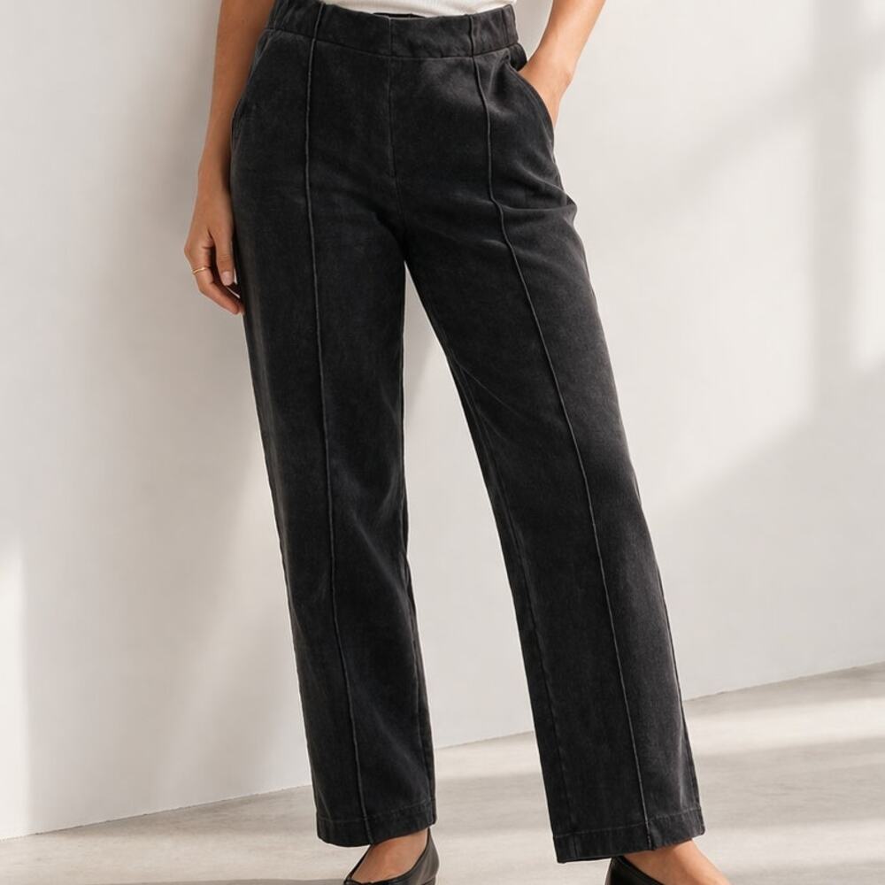 Everlane The Dream Pants Black Knit Ankle Pants Elastic Waist Waist Size M